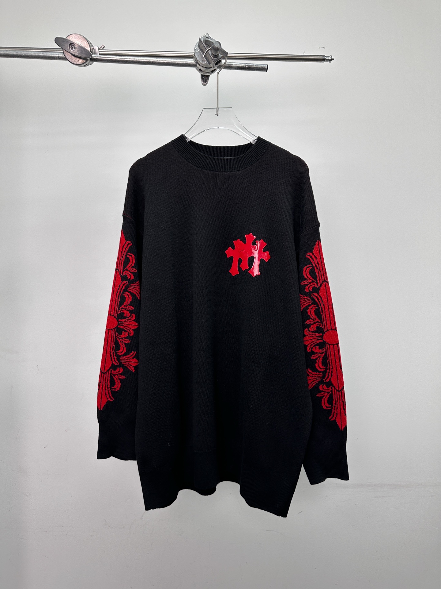 Chrome Hearts ウールセーター、黒と赤 詳細画像 1