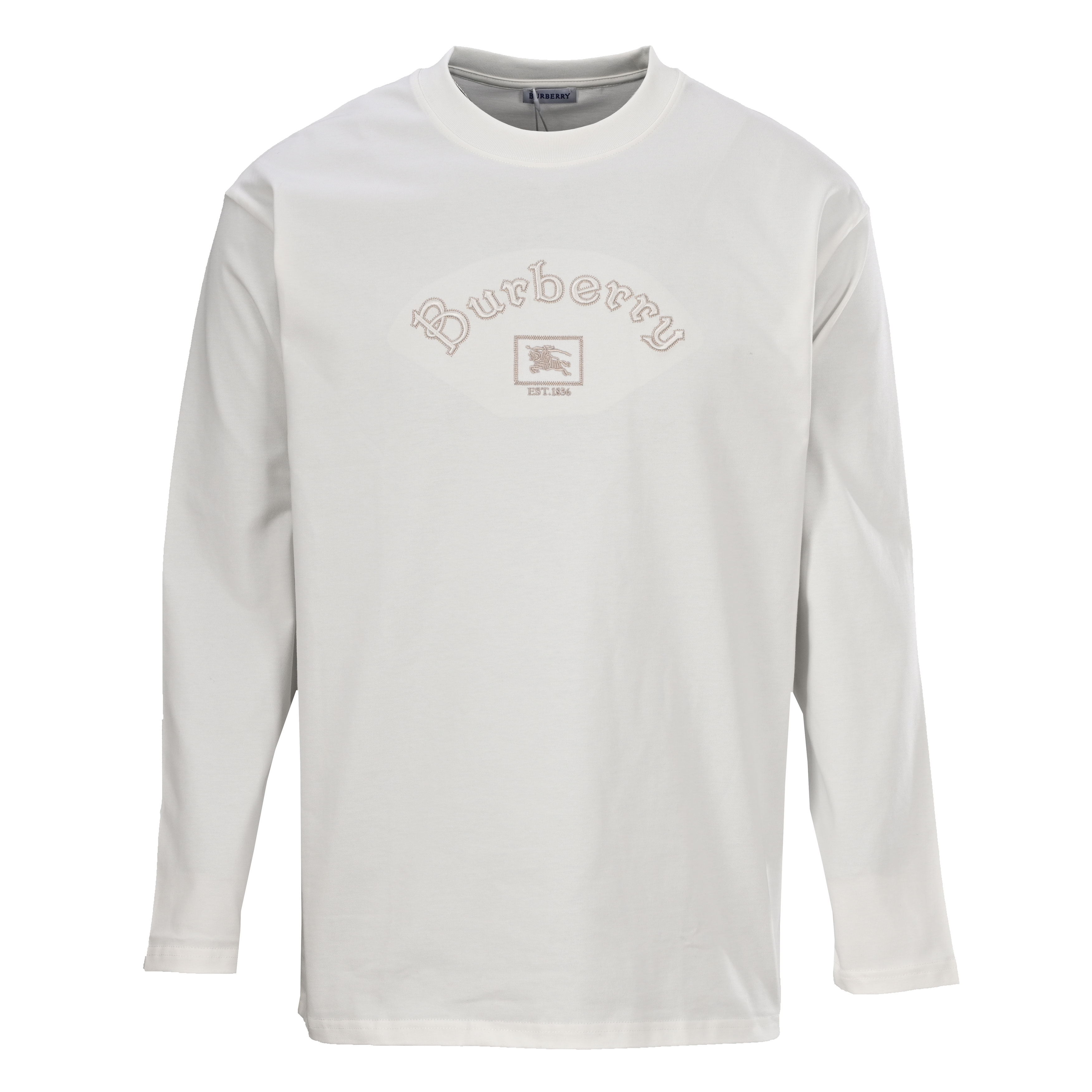 バーバリーのスクエアフレームの馬の長袖Tシャツ、ホワイト 詳細画像 2