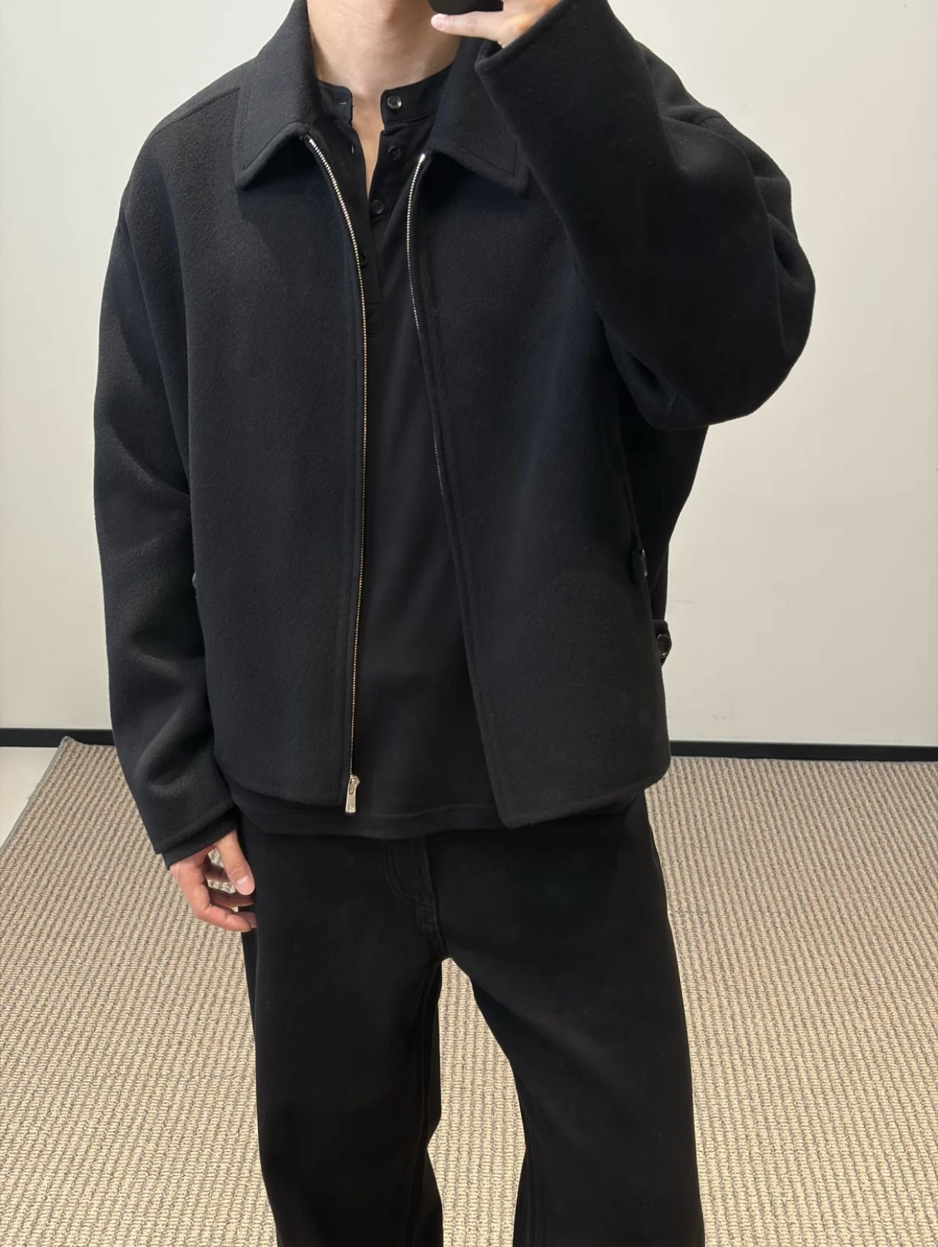 ACNE STUDIOS ダブルフェイス カシミア カラー ジャケット ブラック 詳細画像 3
