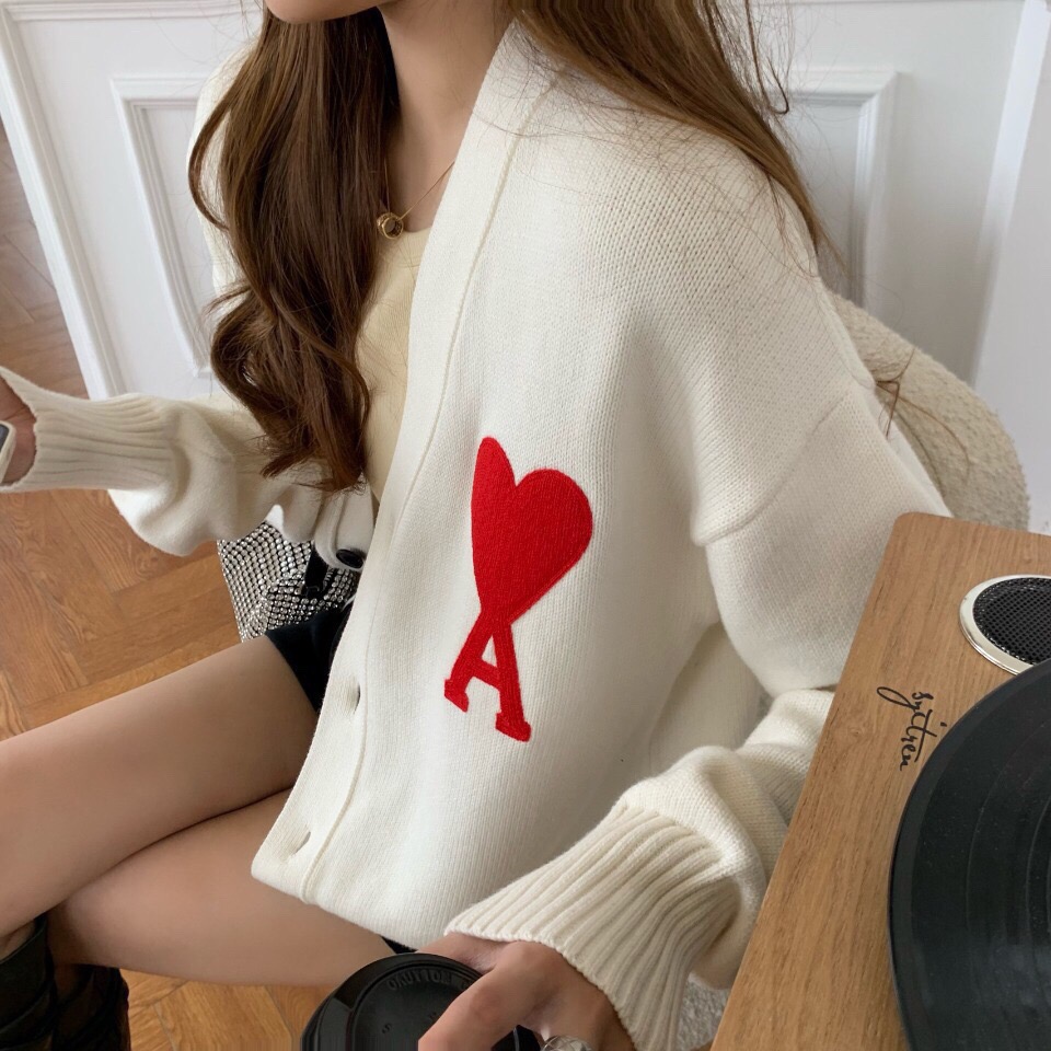 アミ パリ 刺繍ハートカーディガン 詳細画像 1