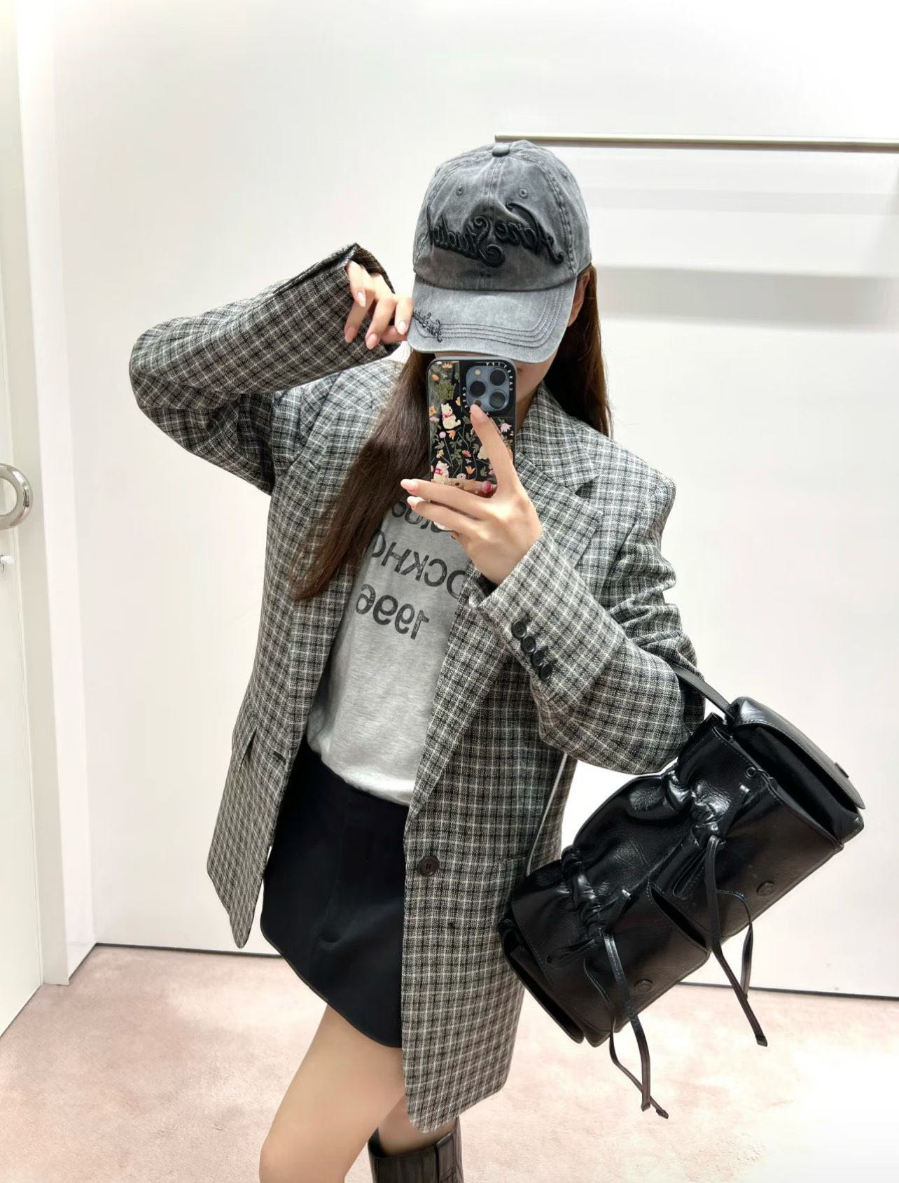 ACNE STUDIOS チェック柄ウールスーツジャケット 詳細画像 2