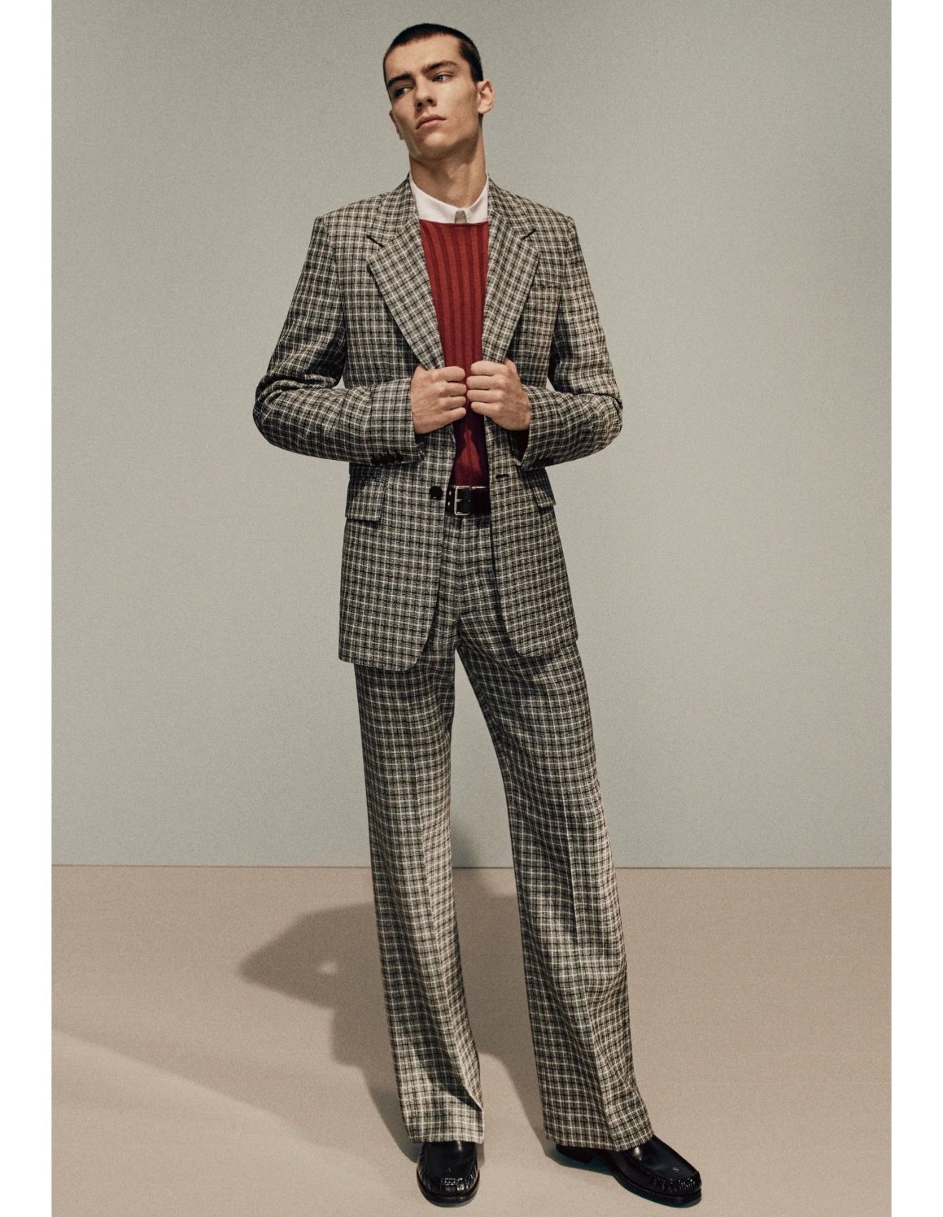 ACNE STUDIOS チェック柄ウールスーツジャケット 詳細画像 3