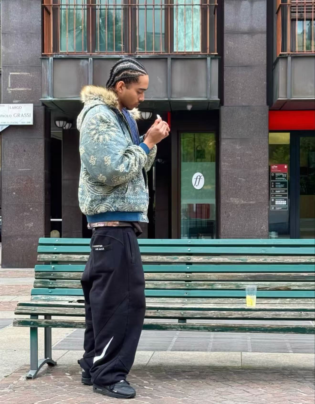 Supreme x Nike コラボ フリース裏地ロングパンツ (ブラック) 詳細画像 2