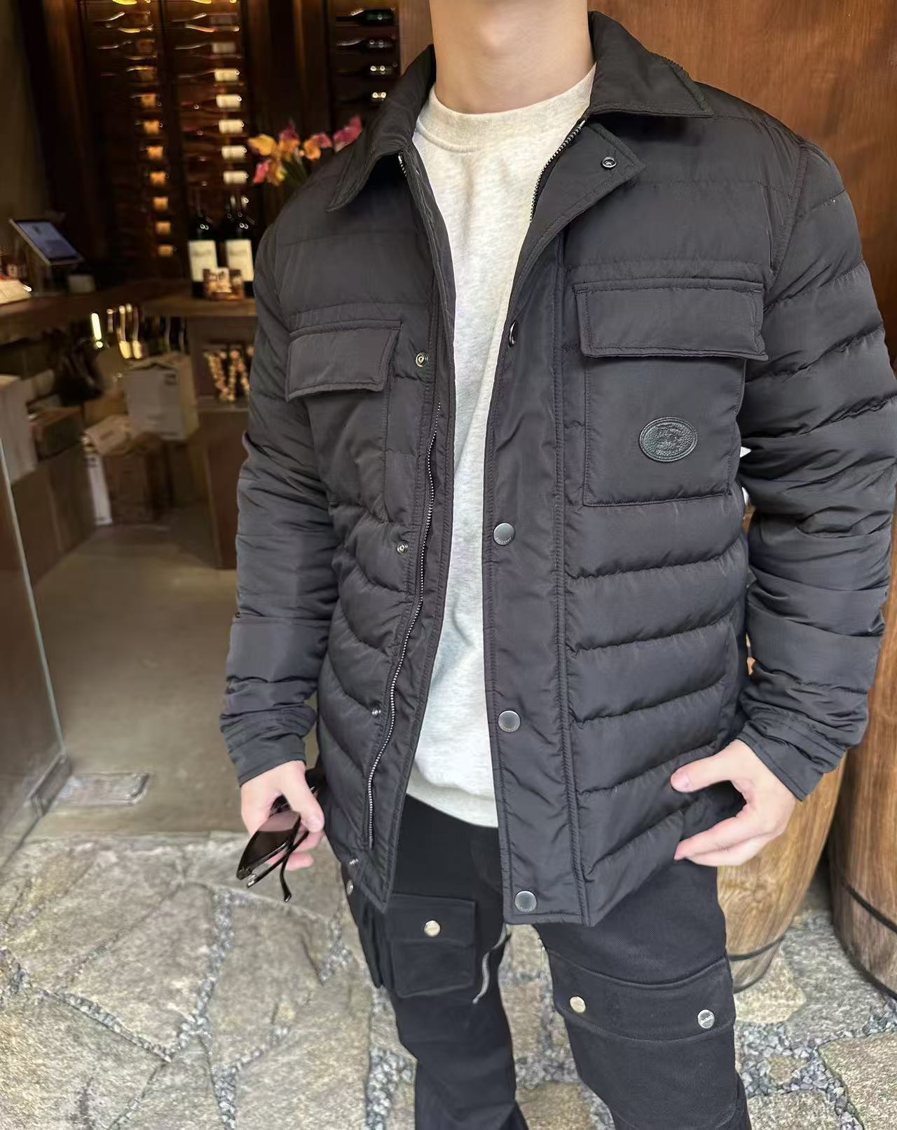 バーバリーレザーパッチポケットカラーダウンジャケット 詳細画像 1