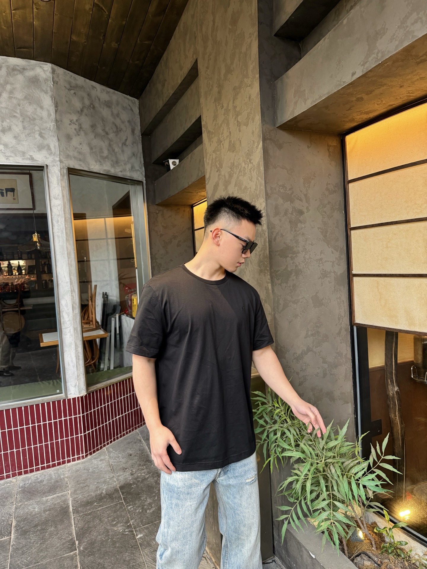 サンローラン ブラック ロゴ 半袖 Tシャツ 詳細画像 2