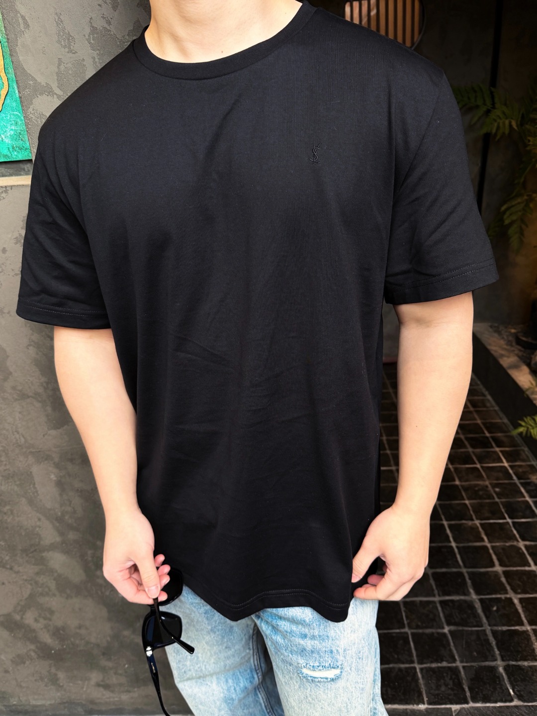 サンローラン ブラック ロゴ 半袖 Tシャツ 詳細画像 1