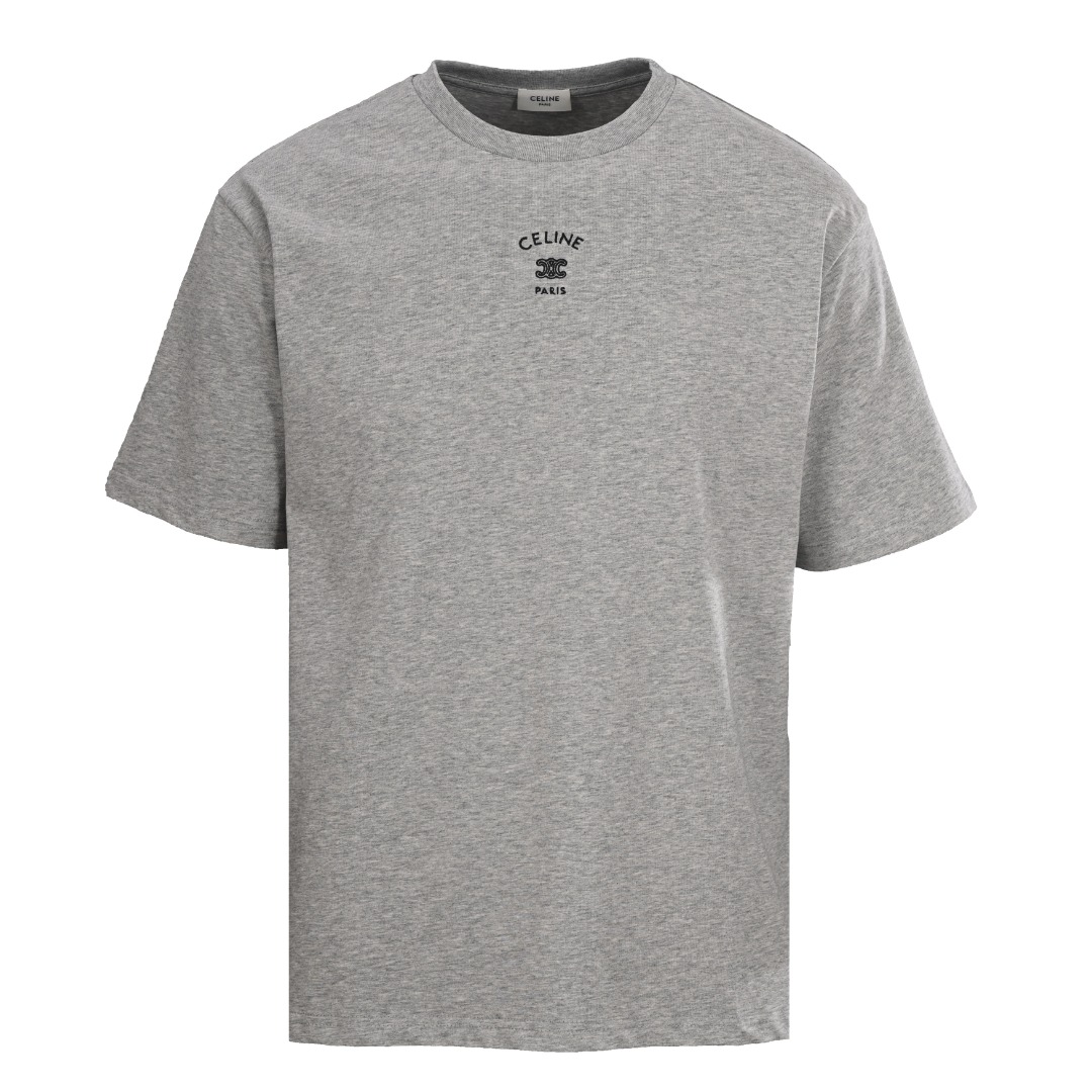 セリーヌ 凱旋門ロゴ 半袖Tシャツ、グレー 詳細画像 2