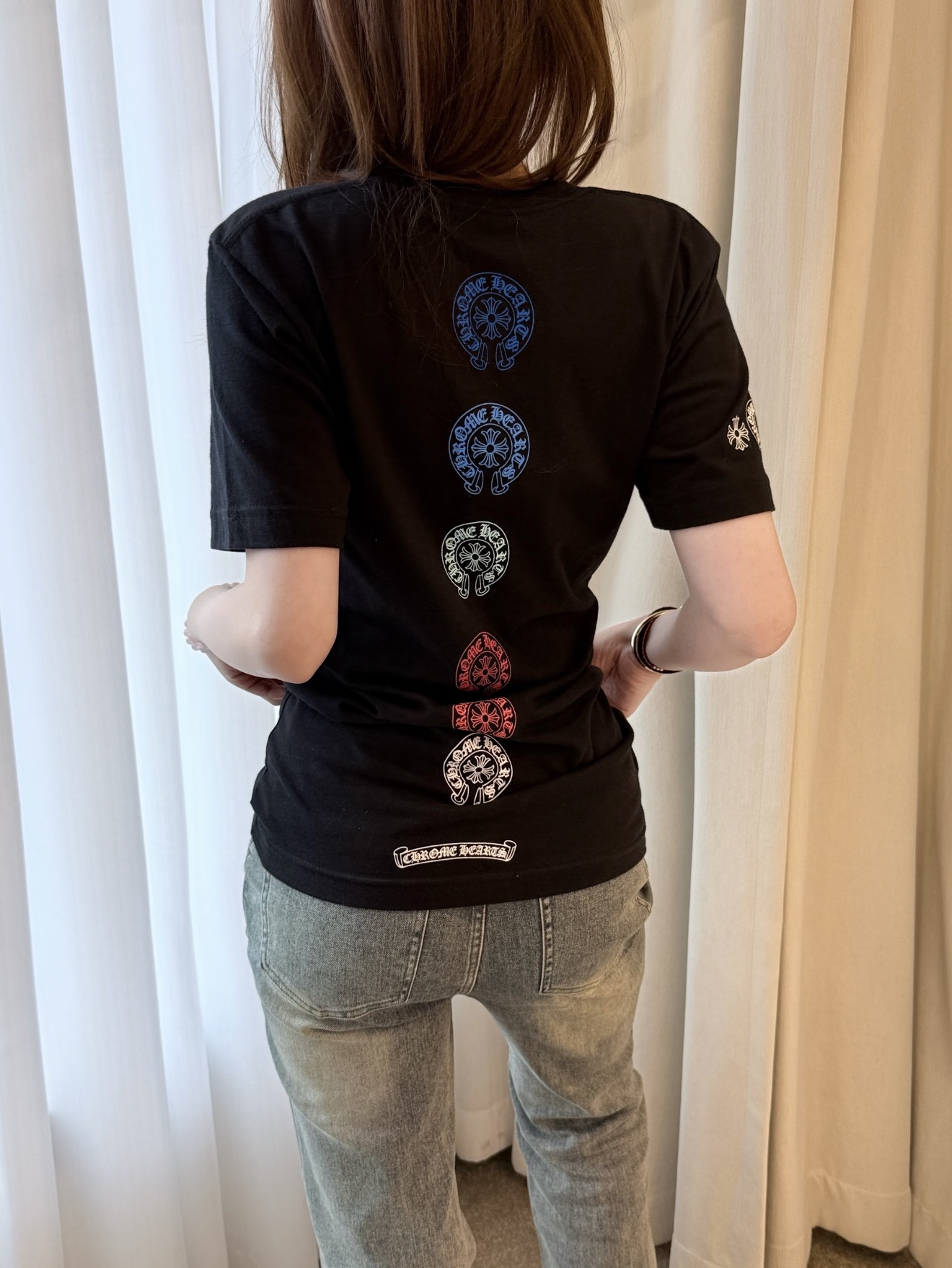 クロムハーツ マルチカラー クロスプリント 半袖Tシャツ、ブラック 詳細画像 3