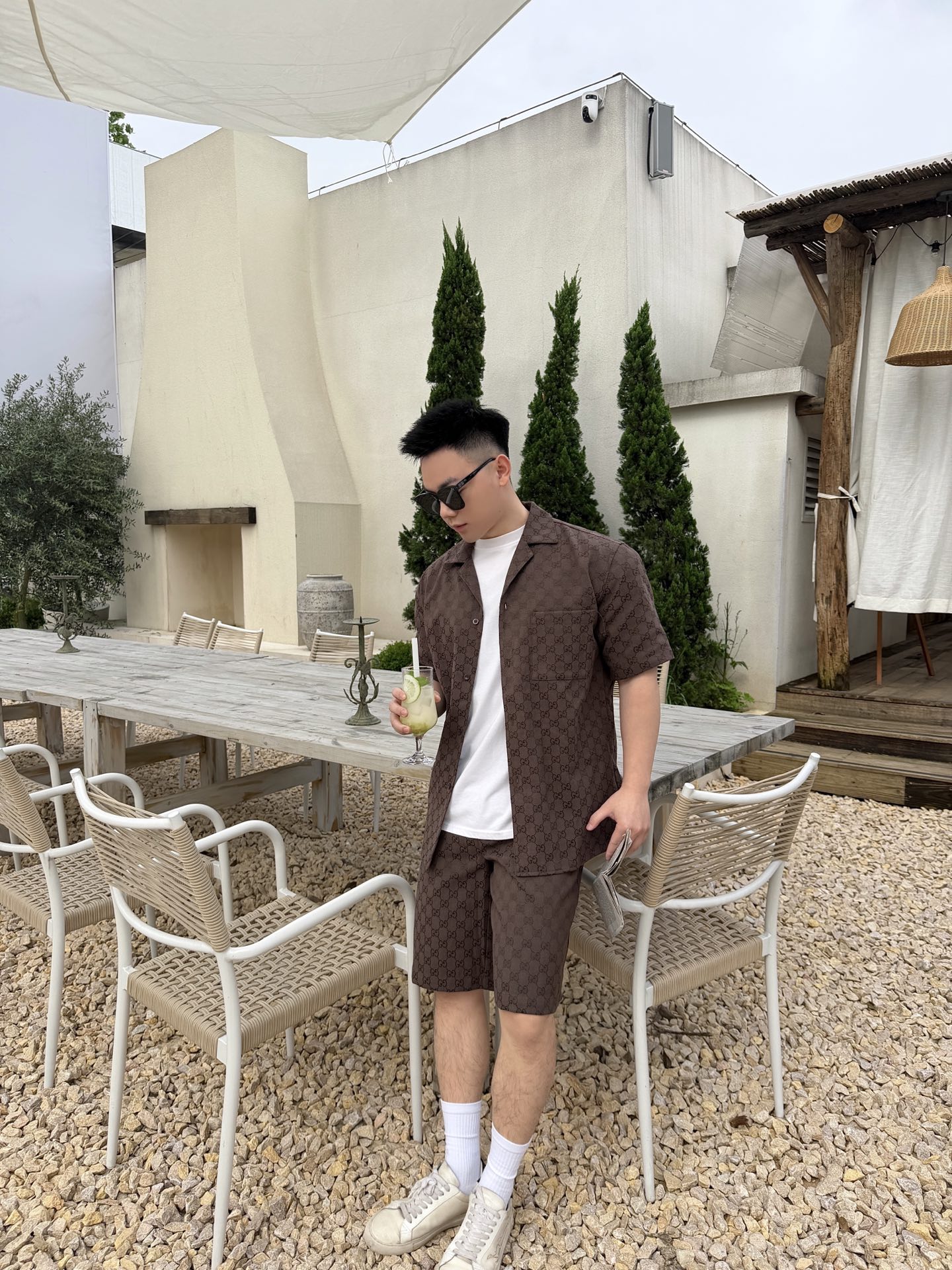 グッチのジャカード総柄ショートパンツスーツ 詳細画像 1
