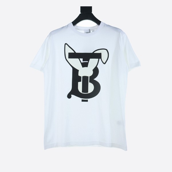 バーバリー ラビット ロゴプリント コットン Tシャツ ホワイト/ブラック