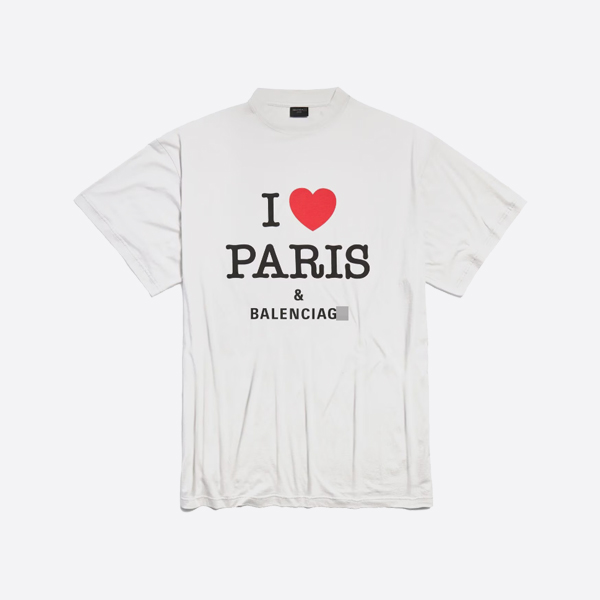 バレンシアガ I Love Paris & バレンシアガ Tシャツ オーバーサイズ ホワイト