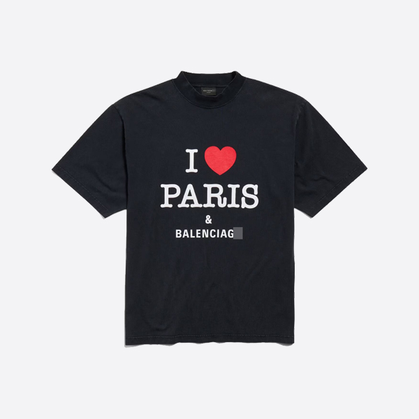 バレンシアガ I Love Paris & バレンシアガ Tシャツ ミディアムフィット ブラック フェード