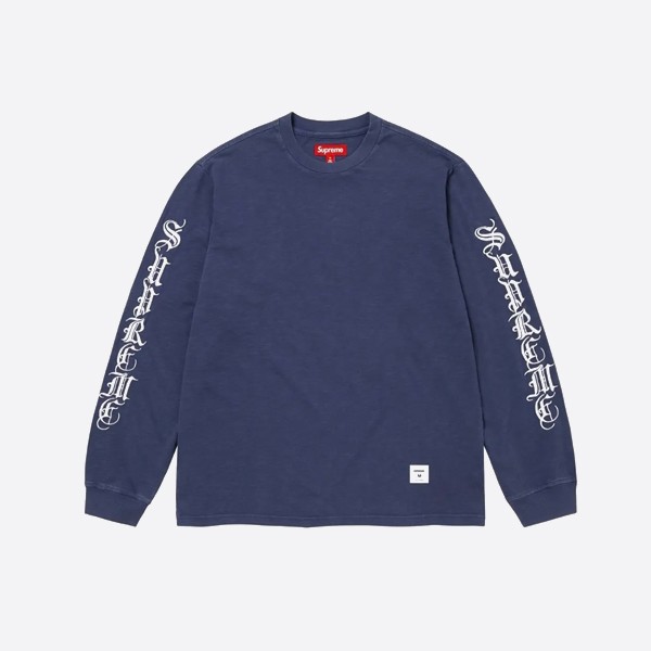 シュプリーム FW24 オールドイングリッシュ L/S Tシャツ ネイビー