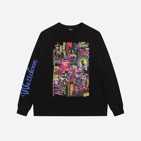 ウェルダン ホラーコラージュ L/S Tシャツ ブラック