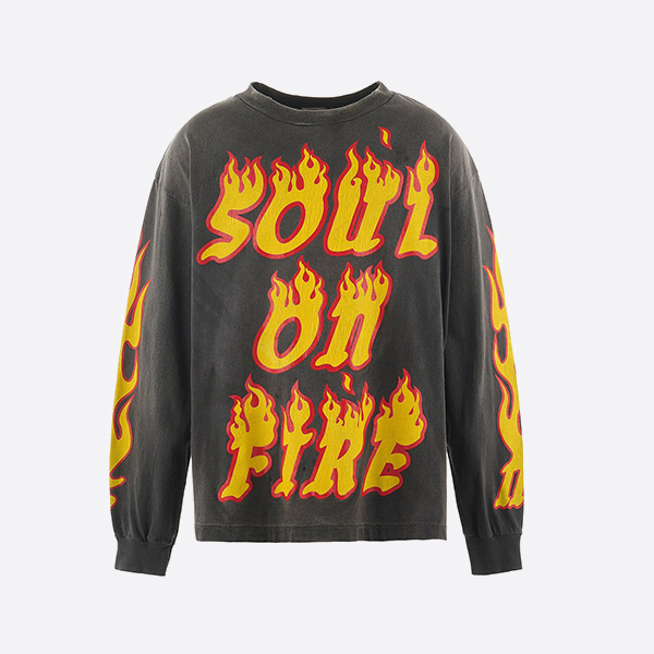 SAINT Mxxxxxx SOUL ON FIRE 長袖Tシャツ ブラック