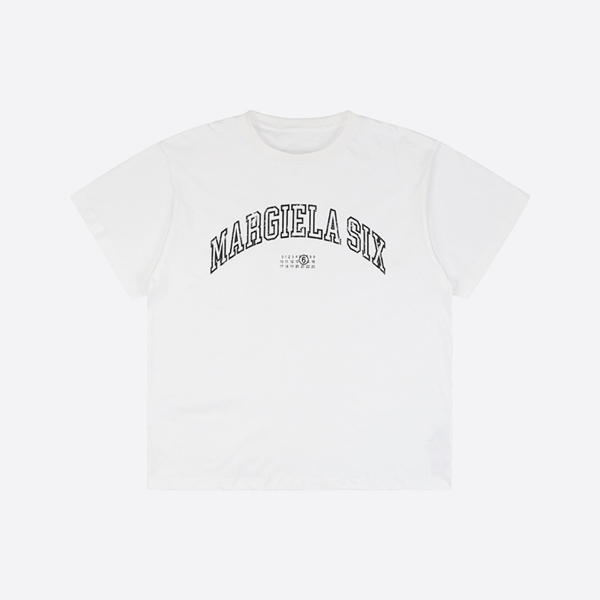 MM6 メゾン マルジェラ ホワイト バーシティ プリント Tシャツ