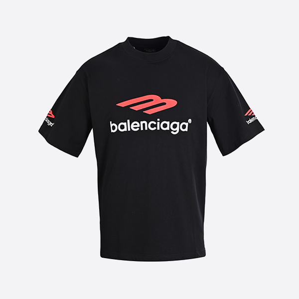 バレンシアガ 3B スポーツ アイコン Tシャツ ミディアムフィット ブラック/レッド/ホワイト
