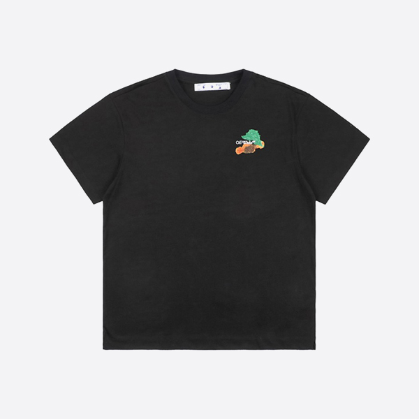 オフホワイト ブラッシュ アロー スリム S/S Tシャツ ブラック