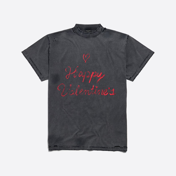 バレンシアガ リップスティック バレンタイン Tシャツ ブラック フェード