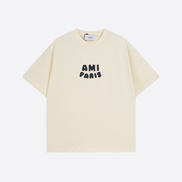 アミ パリ オーガニックコットン ジャージー Tシャツ ホワイト クリーム
