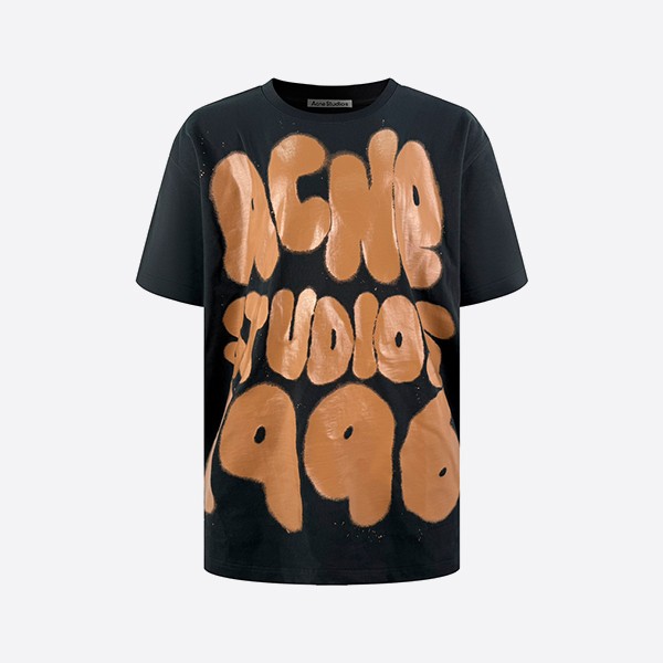 「正規品級」アクネ・ストゥディオズ Tシャツ ロゴ リラックス ユニセックスフィット ブラック