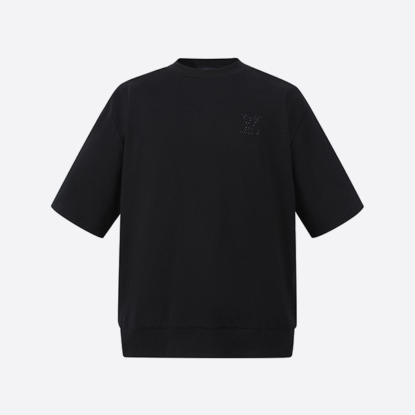「正規品級」ルイ・ヴィトン LV エンベリッシュド ジャージー Tシャツ ブラック