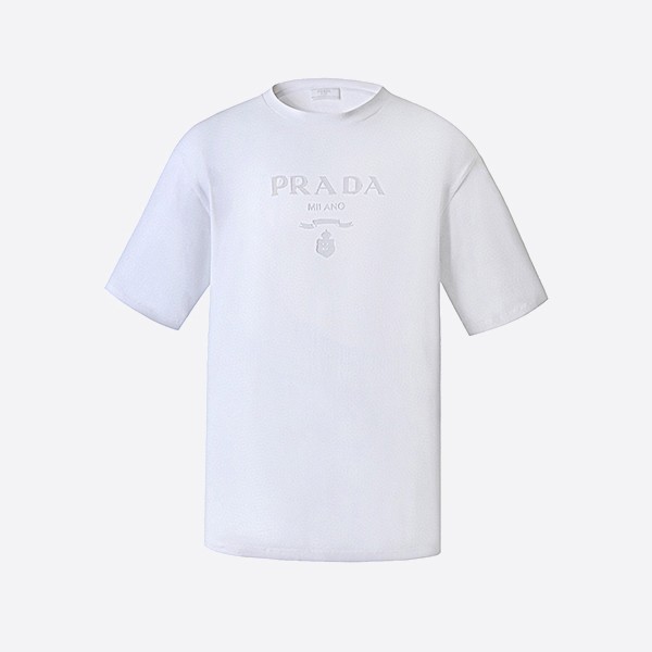「正規品級」プラダ ロゴ入りコットンTシャツ ホワイト
