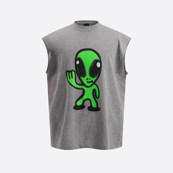「正規品級」バレンシアガ Hi There + Dripley ノースリーブ Tシャツ ヘザーグレー