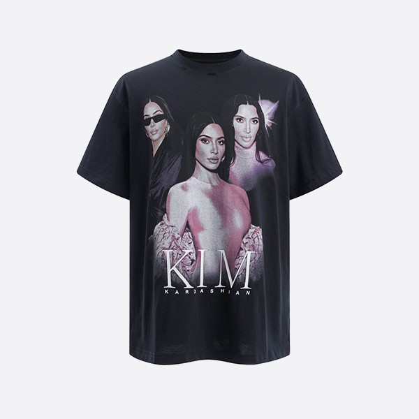 「正規品級」バレンシアガ アンバサダー ファンクラブ シリーズ キム・カーダシアン オーバーサイズ Tシャツ フェードブラック