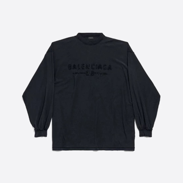 「正規品級」バレンシアガ インサイドアウト ロングスリーブ Tシャツ ブラック フェード