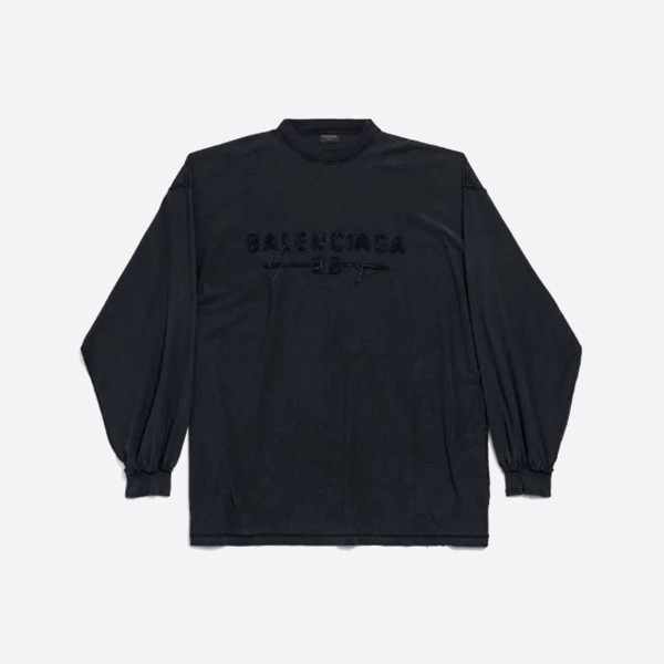 「正規品級」バレンシアガ インサイドアウト ロングスリーブ Tシャツ ブラック フェード
