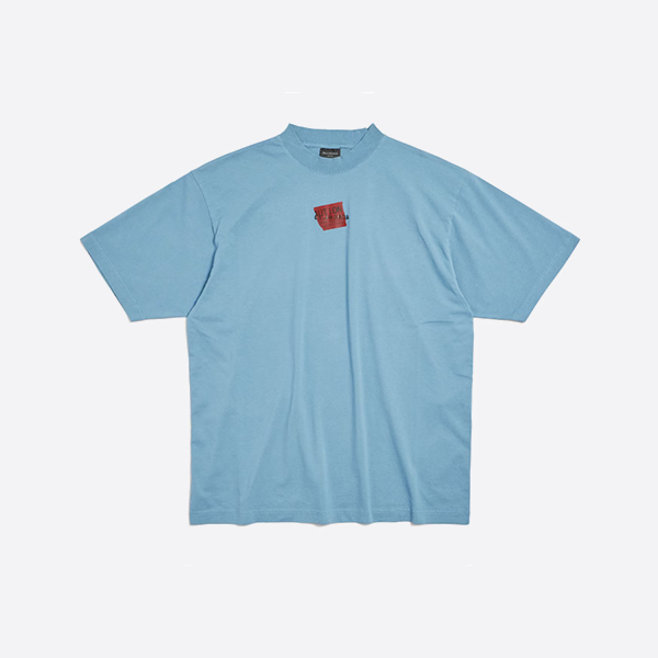「正規品級」バレンシアガ テープド バレンシアガ バック Tシャツ ミディアムフィット グレーブルー