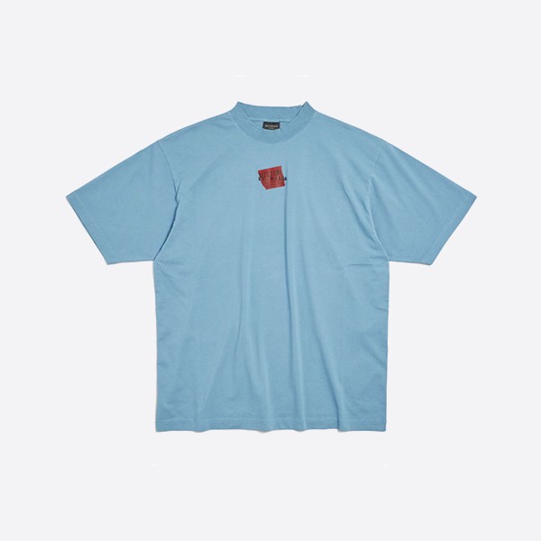 「正規品級」バレンシアガ テープド バレンシアガ バック Tシャツ ミディアムフィット グレーブルー