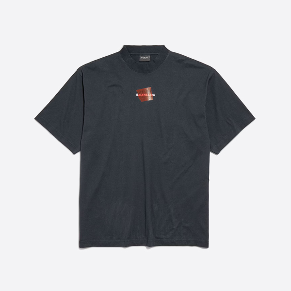 「正規品級」バレンシアガ テープド バレンシアガ バック Tシャツ ミディアムフィット フェードブラック/ホワイト/レッド