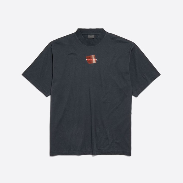 「正規品級」バレンシアガ テープド バレンシアガ バック Tシャツ ミディアムフィット フェードブラック/ホワイト/レッド