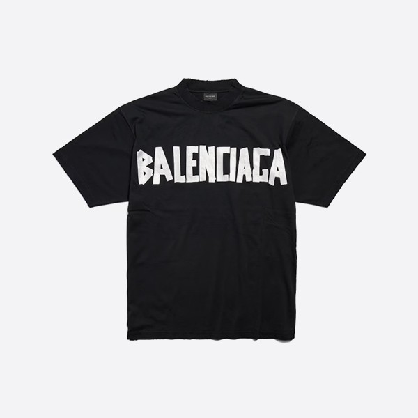 「正規品級」バレンシアガ ニューテープタイプTシャツ ミディアムフィット ブラック