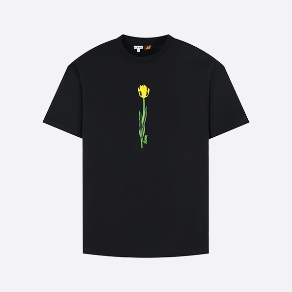 「正規品級」ロエベ x パウラズ イビサ フローラル リラックスフィット Tシャツ ブラック