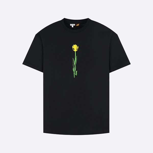 「正規品級」ロエベ x パウラズ イビサ フローラル リラックスフィット Tシャツ ブラック