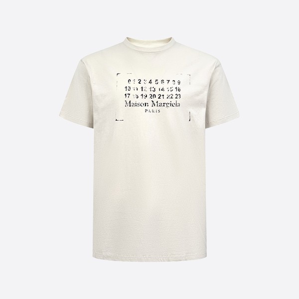 「正規品級」メゾン マルジェラ ホワイト スタンプ ロゴ Tシャツ