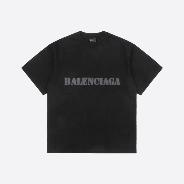 バレンシアガ ステンシルタイプ Tシャツ ミディアムフィット ブラック