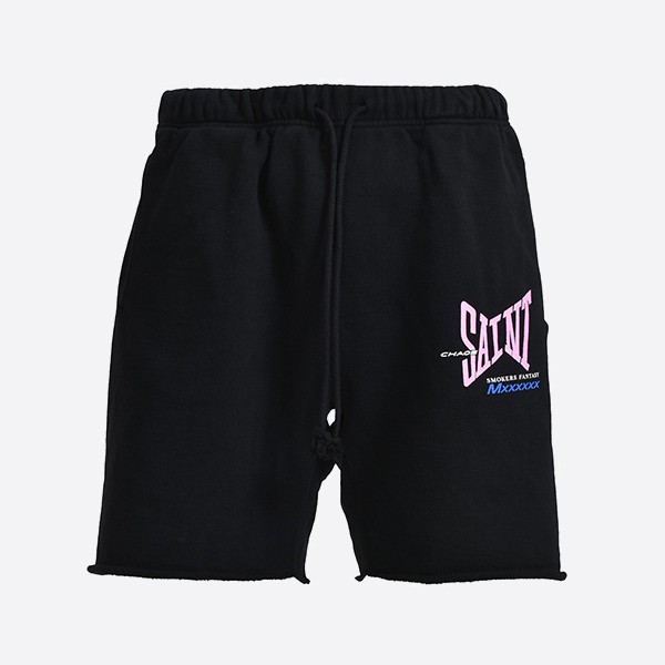 SAINT Mxxxxxx スウェットショーツ リボンセイント ブラック