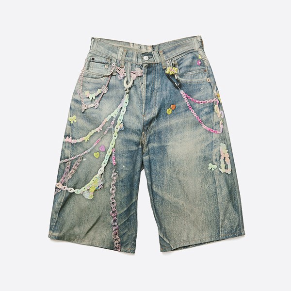 アクネ ストゥディオズ デニムショートパンツ ルーズフィット ミッドブルー