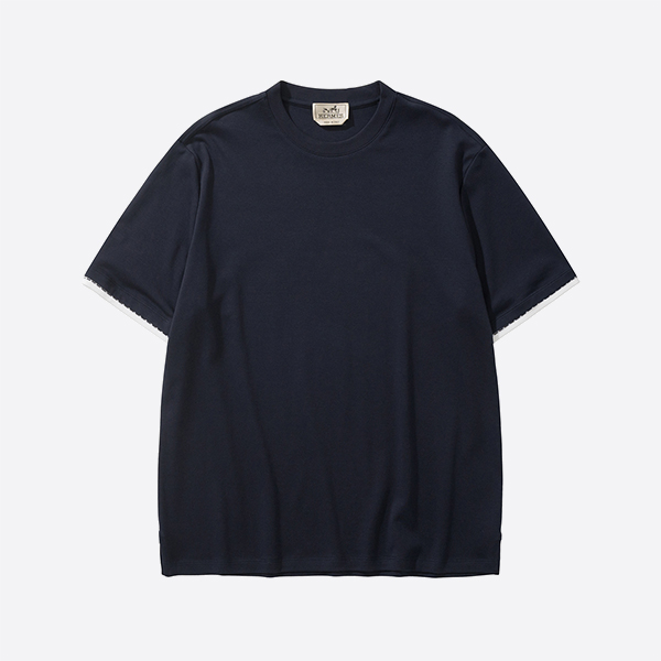 エルメス「セリエ スティッチ」Tシャツ ネイビー ホワイト