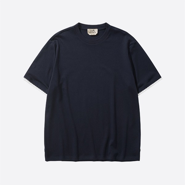 エルメス「セリエ スティッチ」Tシャツ ネイビー ホワイト