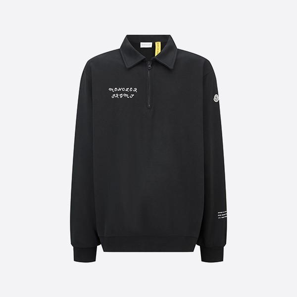 モンクレール x FRGMT ジップアップ コットン スウェットシャツ ブラック