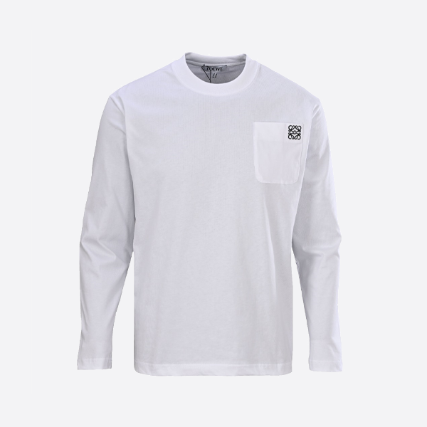 ロエベ アナグラムポケット 長袖コットンTシャツ ホワイト