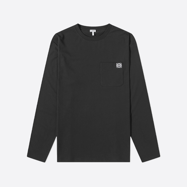 ロエベ アナグラム ポケット 長袖コットンTシャツ ブラック