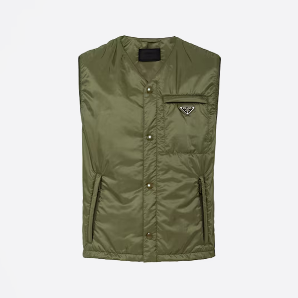 プラダ パッド入り Re-Nylon ベスト ミリタリーグリーン