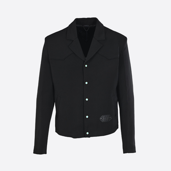 ルイ・ヴィトンのシングルブレストのボタンダウンブレザー（裾にレザーラベル付き）