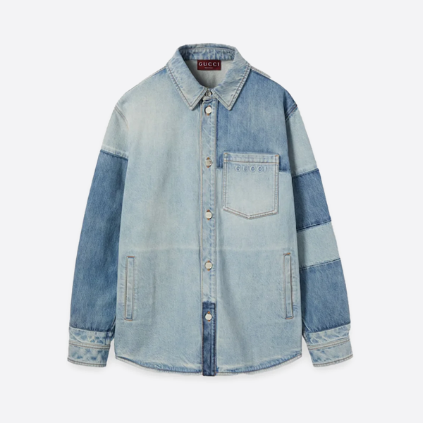 グッチのウォッシュ加工エンボスデニムシャツ